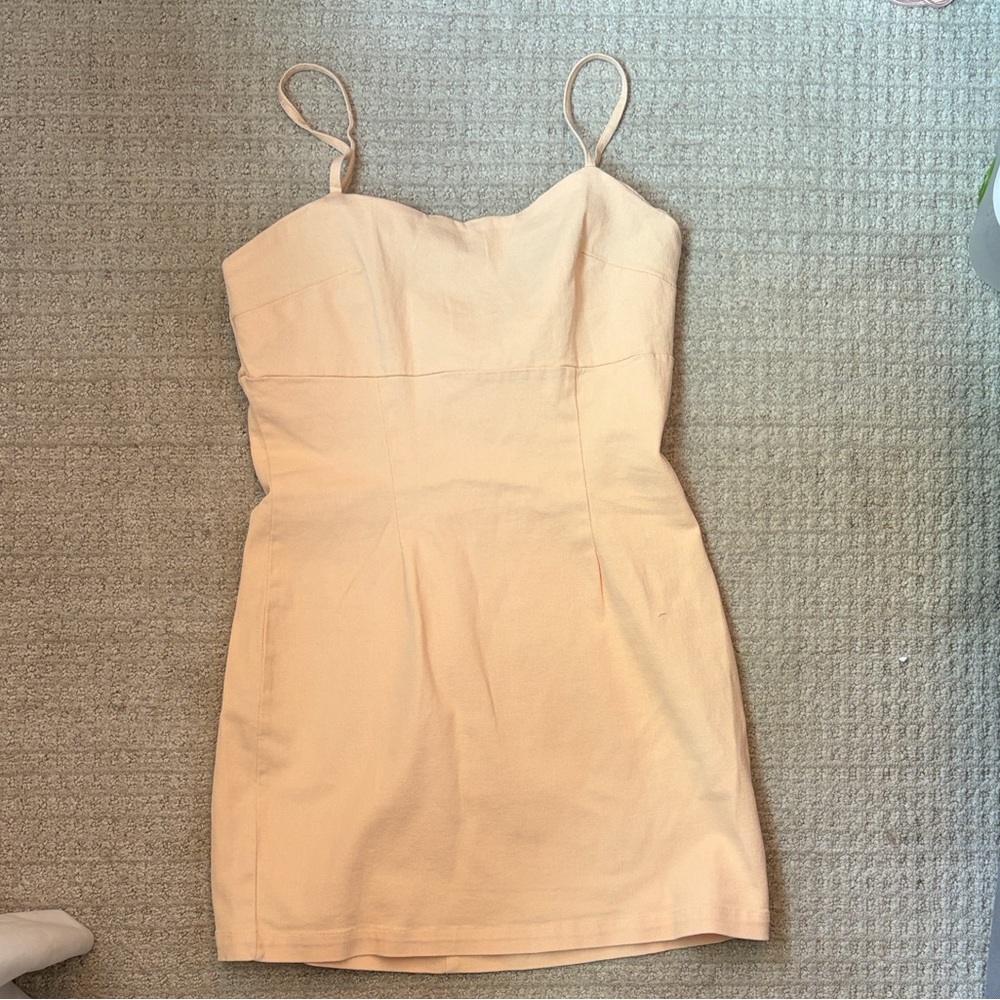 Spaghetti Strap Peach denim Mini Dress size 12